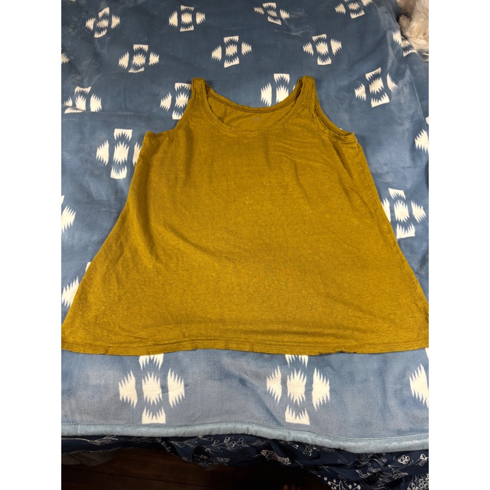 Eileen Fisher Mustard Yellow Scoop Neck Flowy Tank Top Small Sleeveless Knit